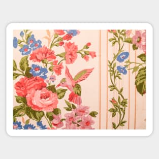 Background floral pattern with humming bird, retro Sticker